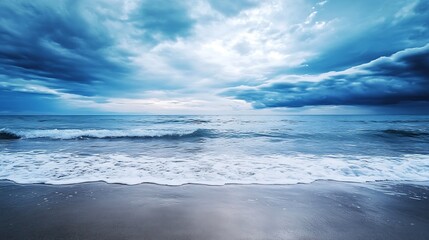Aufkleber - Dramatic seascape view with turbulent waves and striking clouds over a calm ocean : Generative AI