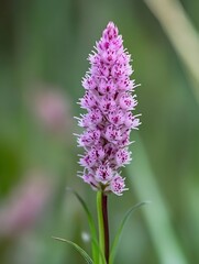 Poster - Beautiful pink flowering orchid with delicate details emerging from lush green foliage in a natural setting : Generative AI