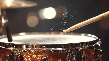 Aufkleber - A close-up shot of a drum with a pair of drumsticks