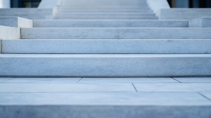 Aufkleber - Closeup view of elegantly designed marble steps leading to a modern architectural building : Generative AI