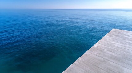 Aufkleber - Crystal clear ocean water view from a modern pier with beautiful reflections of the sky : Generative AI