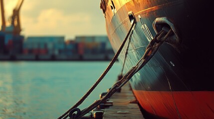 Poster - Large vessel moored at the shore, suitable for commercial or recreational use