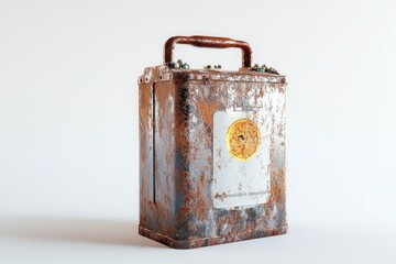 Poster - A worn-out suitcase with a vintage-style sticker on it, perfect for use in historical or nostalgic settings