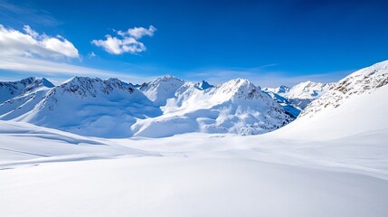 Poster - Breathtaking Winter Landscape with SnowCovered Mountains Under Clear Blue Sky : Generative AI