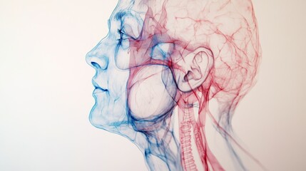 Poster - A clean diagram of the human respiratory system, showing the lungs, trachea, and bronchi, designed with soft blue and red tones to illustrate airflow.