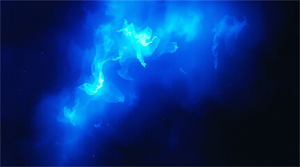 luminous blue cosmic gas swirling in deep black space environment