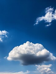 Aufkleber - Fluffy White Clouds in a Clear Blue Sky Creating a Serene Atmosphere : Generative AI