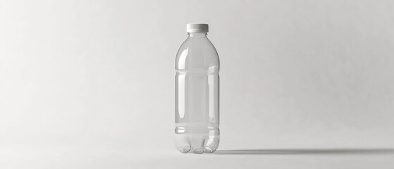 Poster - A clear plastic bottle filled with water placed on a white background