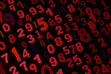Poster - Background of numbers. from zero to nine. Numbers texture. Finance data concept. Mathematic. Seamless pattern with numbers. financial crisis concept. Business success.