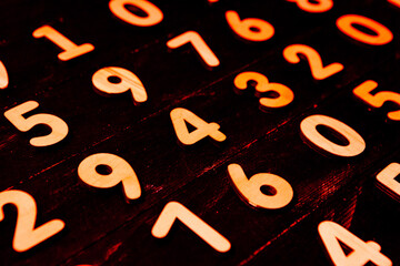 Poster - Background of numbers. from zero to nine. Numbers texture. Finance data concept. Mathematic. Seamless pattern with numbers. financial crisis concept. Business success.