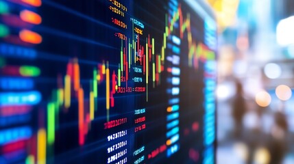 Poster - Dynamic stock market chart on a display highlighting financial trends and trading analysis : Generative AI