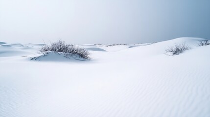 Poster - Expansive sandy dunes under a soft blue sky showcasing the tranquil beauty of a desert landscape : Generative AI