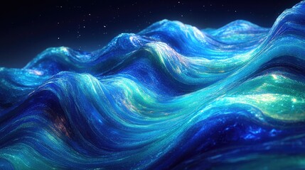 Poster - Abstract glowing waves in deep space. Possible use background