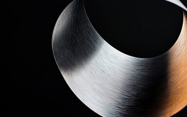 Poster - Abstract image of a curved, textured form in shades of white, gray, and brown against a black background. The texture resembles tiny particles or grains. The lighting is dramatic, highlighting the