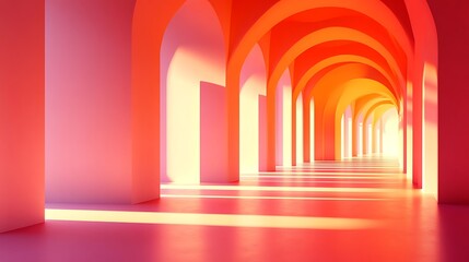 Poster - Minimalist Psychedelic Design of an Empty Room with Archways