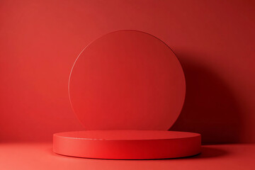Poster - red podium pedestal stage for luxury fashion generative ai
