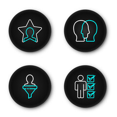 Poster - set line user of man in business suit, head hunting, project team base and icon. vector
