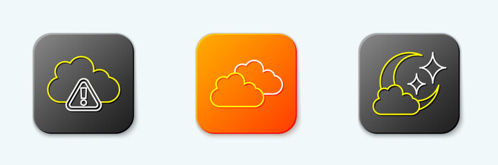 Poster - Set line Storm warning, Cloud and with moon icon. Vector