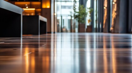 Fototapete - Elegant interior wooden floor reflecting light in a modern architectural space : Generative AI