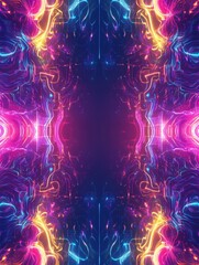 Aufkleber - Vibrant Abstract Background with Glowing Neon Waves, Symbolizing Energy and Futurism. Perfect for Digital Art, Tech Presentations, and Music Visualizations.