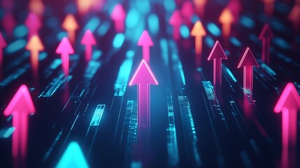 Poster - Abstract Background with Glowing Arrows Pointing Upward and Growing