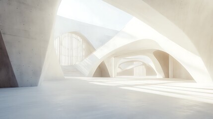 Poster - Abstract Interior Space in White Concrete Architectural Design