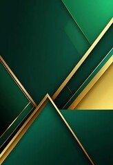 Poster - abstract green and golden geometrical shapes background with luxurious style