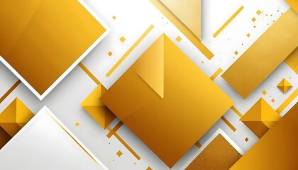 Aufkleber - Geometric composition with golden shapes and white, creating a modern backdrop