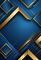 Aufkleber - Geometric Blue and Golden Abstract Background with Diagonal Lines and Shapes