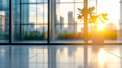 Leinwandbilder - Stunning indoor scene with sunlight pouring through glass windows illuminating a plant : Generative AI
