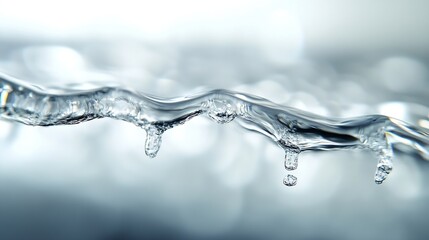 Fototapete - CloseUp of Water Droplets Dripping from a Glass Surface : Generative AI