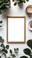 Poster - A single instant photo frame on pure empty white background, mockup