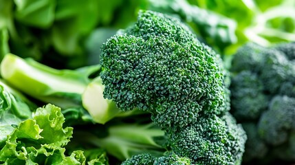 Aufkleber - Fresh and Healthy Broccoli and Greens on a Kitchen Counter Highlighting Organic Produce and Nutrition : Generative AI