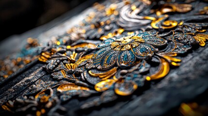 Poster - Intricate decorative artistry in historical architecture close-up detail vibrant textures artistic perspective