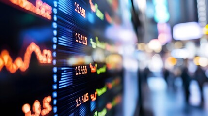 Leinwandbilder - Dynamic Display of Stock Market Information on an Electronic Board in a Busy Urban Environment : Generative AI
