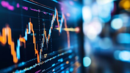 Leinwandbilder - Dynamic Stock Market Graph Displaying Fluctuations of Financial Data on a Digital Screen : Generative AI