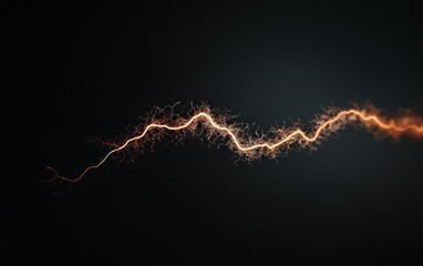 Poster - Abstract image of a glowing orange and copper energy stream or particle wave on a dark background. The particles are small and bright, creating a sense of movement and energy