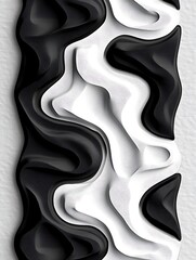 Aufkleber - Abstract Black and White Wave Pattern with Textured Surface Design