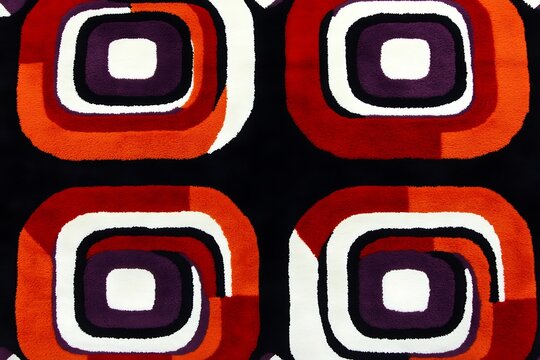 Abstract retro circles pattern on fabric for modern textile design element