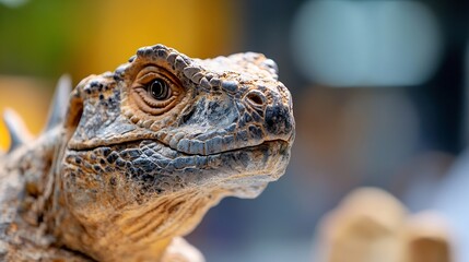 Poster - Closeup portrait of a fascinating lizard showcasing intricate skin texture and sharp eyes : Generative AI