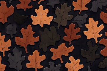 Aufkleber - Autumnal Oak Leaf Mosaic on Midnight Backdrop for Stylish Fall Designs