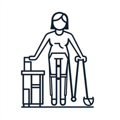 Fototapete - Rehabilitation therapy icon, simple line art of a person, white.