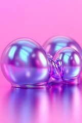 Poster - iridescent spheres on a vibrant surface, abstract futuristic artwork render