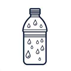 Fototapete - Basic outline of rehydration icon, water bottle with drops, white.