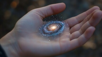 Wall Mural - hand holding a galaxy