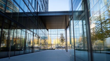 Aufkleber - Cityscape with Reflective Glass Architecture Featuring Modern Building Designs : Generative AI
