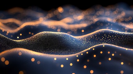 Poster - Abstract Golden Wave Particle Background