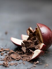 Aufkleber - Splendid Chocolate Apple Broken into Pieces Showing Delicious Treat : Generative AI