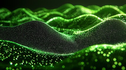 Aufkleber - Abstract Green Wave Particle Background