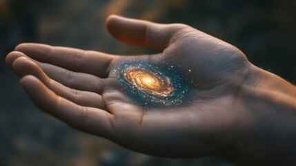 Wall Mural - hand holding a galaxy
